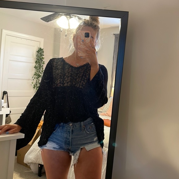 Knox Rose Tops - Black Lace BOHO inspired long sleeve top